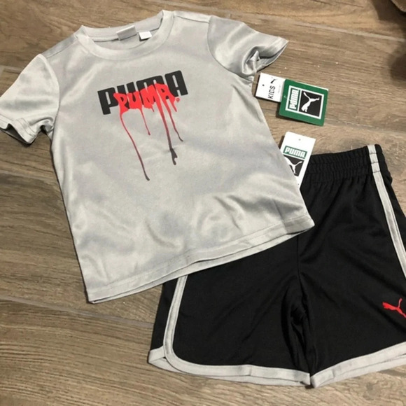 NWT boys puma set red and gray activewear athleisure streetwear - Picture 1 of 1